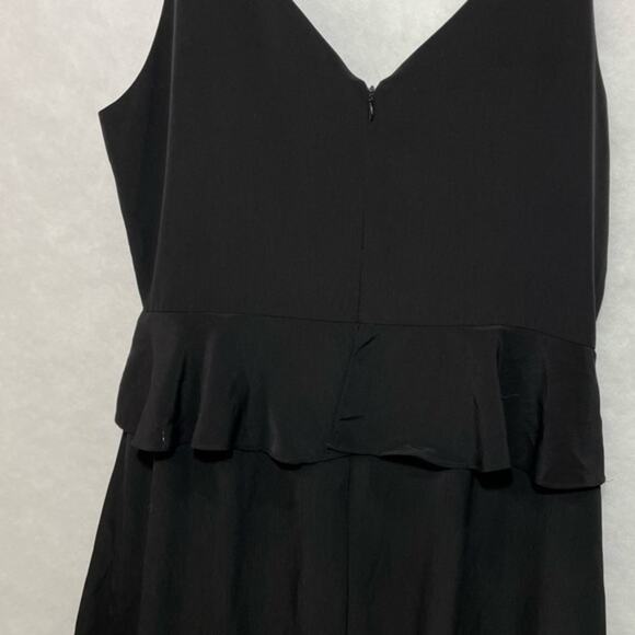 Halston Black Dress Large High Low Poplin Spaghetti Strap Semi Formal Gown - Picture 4 of 9